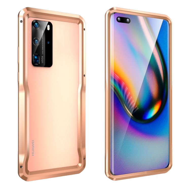 

For Huawei P40 Pro Metal Buckle Anti-fall Protective Case(Gold)