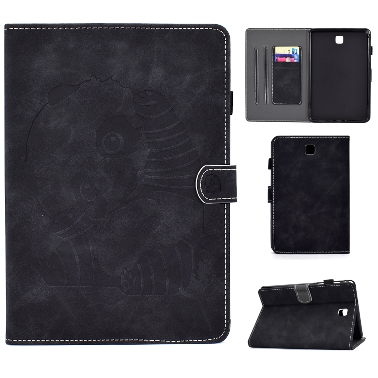 

Embossing Sewing Thread Horizontal Painted Flat Leather Case with Sleep Function & Pen Cover & Anti Skid Strip & Card Slot & Holder(Black)