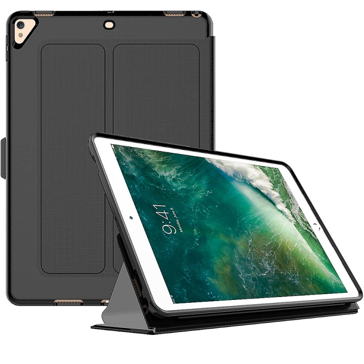 

For iPad Pro 10.5 icoh PC + TPU Silk Texture Horizontal Flip Smart Covers with Holder(Black)