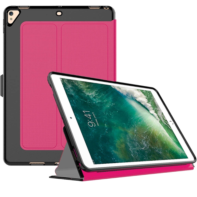 

For iPad Pro 10.5 icoh PC + TPU Silk Texture Horizontal Flip Smart Covers with Holder(Rose Red)