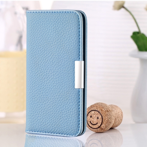 

For Galaxy A51 Litchi Texture Horizontal Flip Protective Case with Holder & Card Slots(Light Blue)