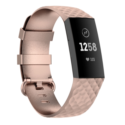 

Color Buckle TPU Wrist Strap Watch Band for Fitbit Charge 4 / Charge 3 / Charge 3 SE, Size: S(Rose Gold)