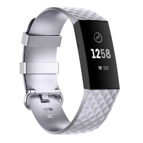 

22mm Color Buckle TPU Wrist Strap Watch Band for Fitbit Charge 4 / Charge 3 / Charge 3 SE(Silver)