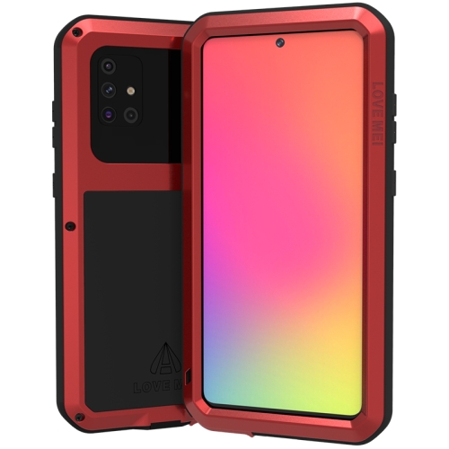 

For Galaxy A71 LOVE MEI Metal Shockproof Waterproof Dustproof Protective Case(Red)