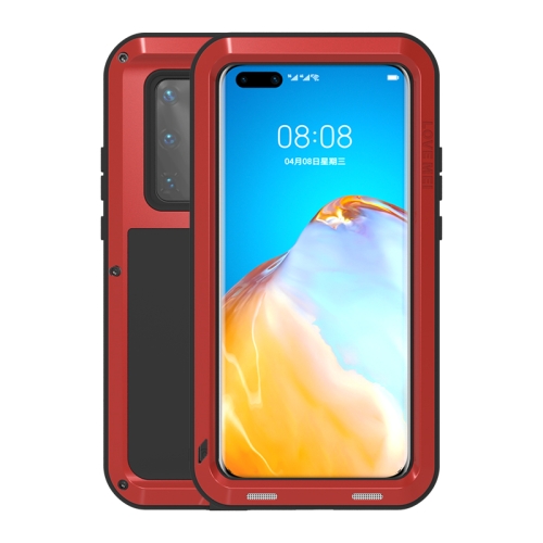 

For Huawei P40 Pro LOVE MEI Metal Shockproof Waterproof Dustproof Protective Case(Red)