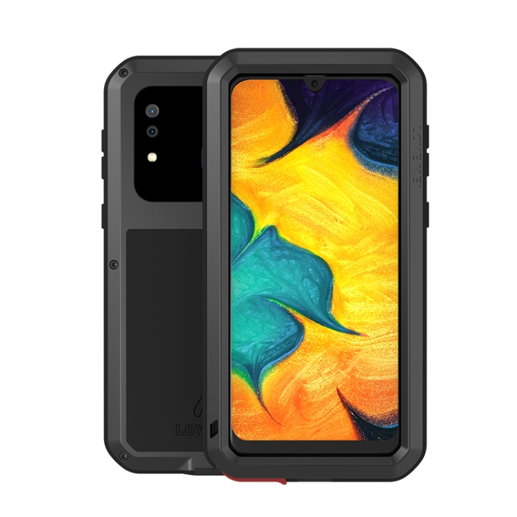 

For Galaxy A30 LOVE MEI Metal Shockproof Waterproof Dustproof Protective Case(Black)
