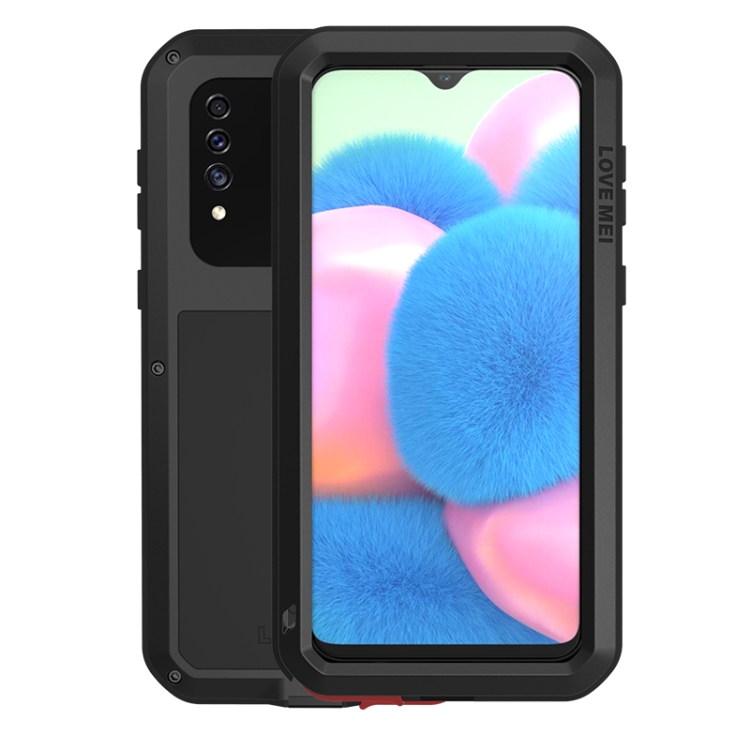 

For Galaxy A30s LOVE MEI Metal Shockproof Waterproof Dustproof Protective Case(Black)
