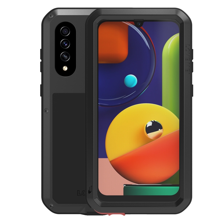 

For Galaxy A50s LOVE MEI Metal Shockproof Waterproof Dustproof Protective Case(Black)