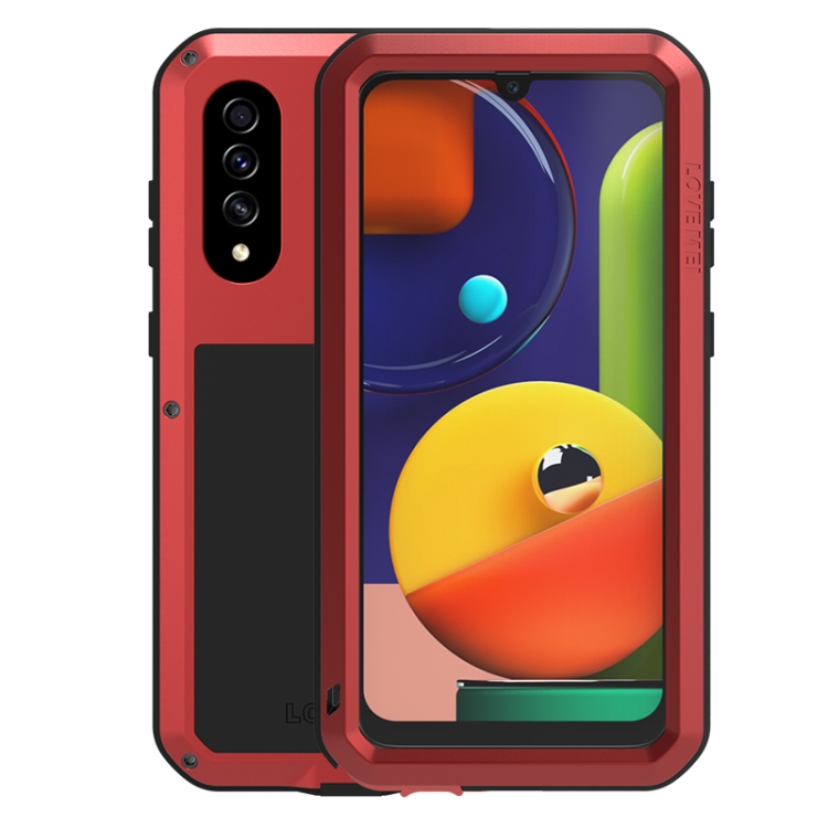 

For Galaxy A50s LOVE MEI Metal Shockproof Waterproof Dustproof Protective Case(Red)