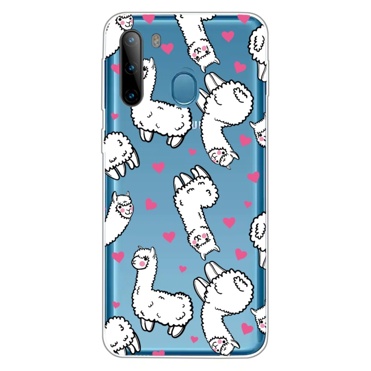 

For Galaxy A21 Shockproof Painted Transparent TPU Protective Case(Alpaca)