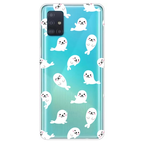 

For Galaxy A31 Shockproof Painted Transparent TPU Protective Case(White Sea Lion)