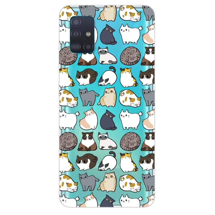 

For Galaxy A31 Shockproof Painted Transparent TPU Protective Case(MIni Cats)
