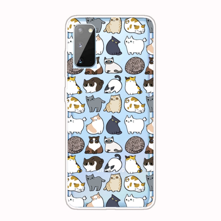 

For Galaxy A41 Shockproof Painted Transparent TPU Protective Case(MIni Cats)