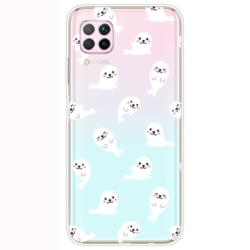 

For Huawei P40 Lite Shockproof Painted Transparent TPU Protective Case(White Sea Lion)