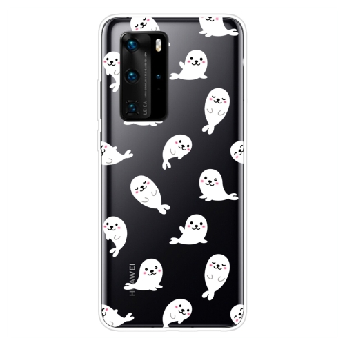 

For Huawei P40 Pro Shockproof Painted Transparent TPU Protective Case(White Sea Lion)