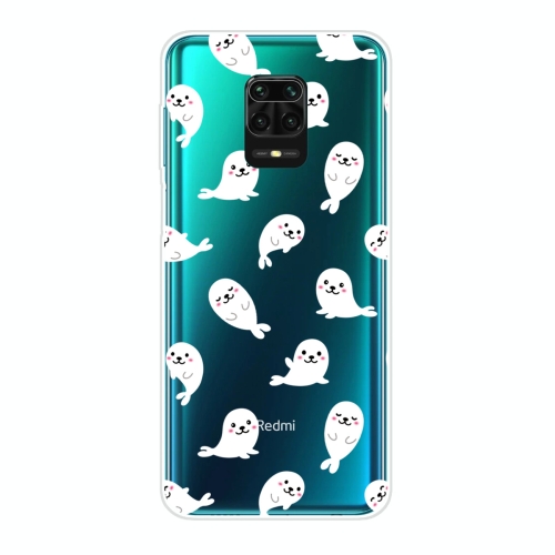 

For Xiaomi Redmi Note 9S Shockproof Painted Transparent TPU Protective Case(White Sea Lion)