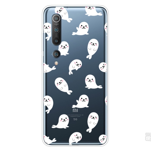 

For Xiaomi Mi 10 5G Shockproof Painted Transparent TPU Protective Case(White Sea Lion)