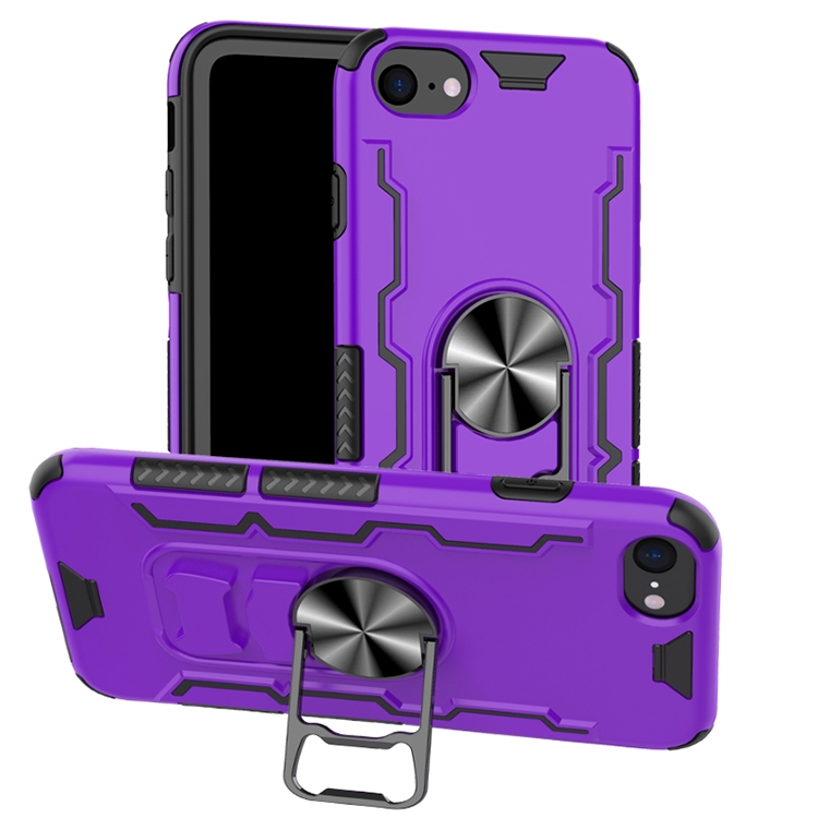 

For iPhone 7 & 8 Shockproof PC + TPU Protective Case with Beer Opener & Car Holder(Purple)