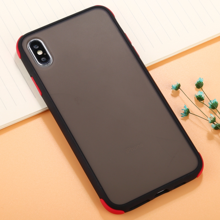 

For iPhone XS Max TPU + PC Full Coverage Anti-fall Protective Case(Black + Red)