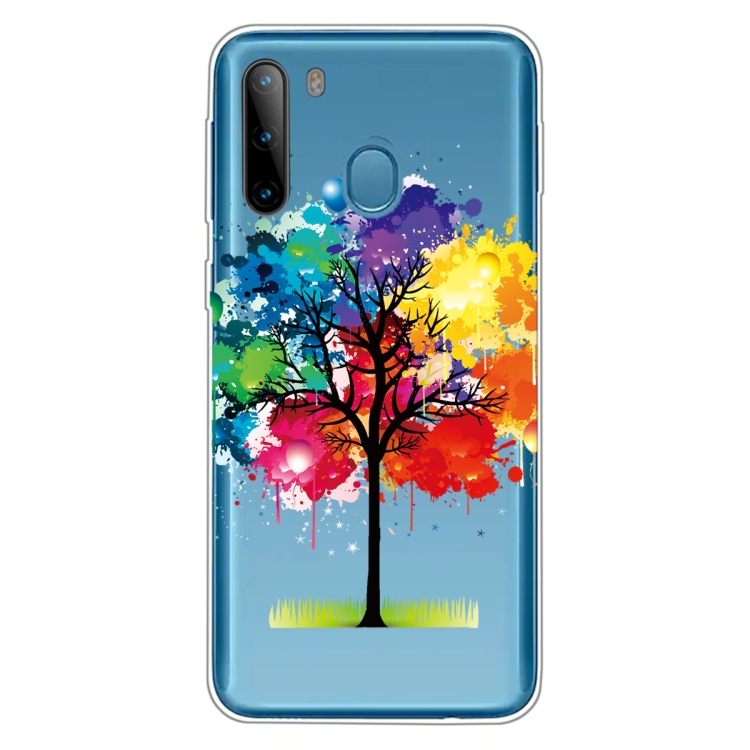 

For Galaxy A21 Shockproof Painted Transparent TPU Protective Case(Oil Painting Tree)