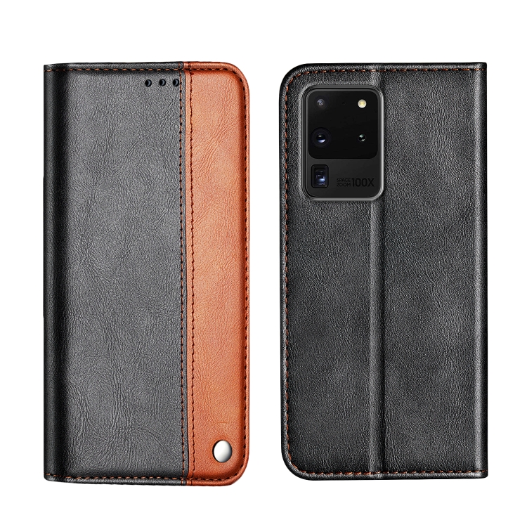 

For Galaxy S20 Ultra Business Solid Color Stitching Horizontal Flip Leather Case with Holder & Card Slots(Brown)