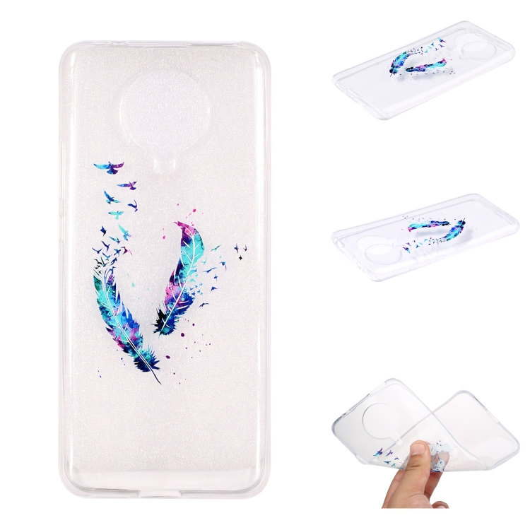 

For Xiaomi Redmi K30 Pro Coloured Drawing Pattern Transparent TPU Case(Feather)