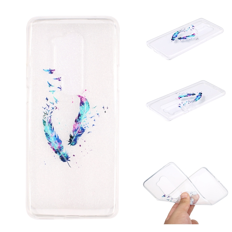 

For OnePlus 8 Pro Coloured Drawing Pattern Transparent TPU Case(Feather)