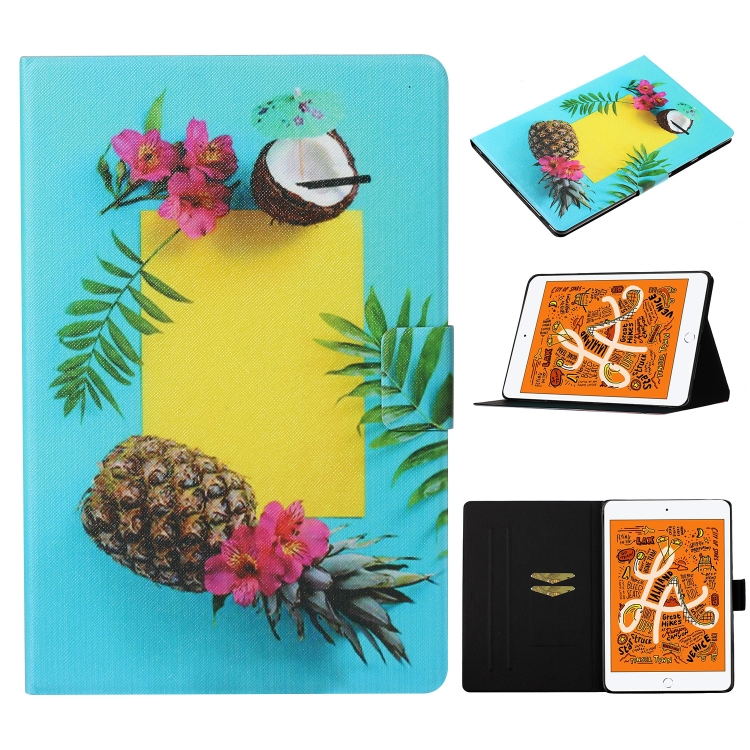 

For iPad mini 5 / 4 / 3 / 2 / 1 Coloured Drawing Pattern Horizontal Flip Leather Case with Holder & Card Slot & Sleep / Wake-up Function(Pineapple)