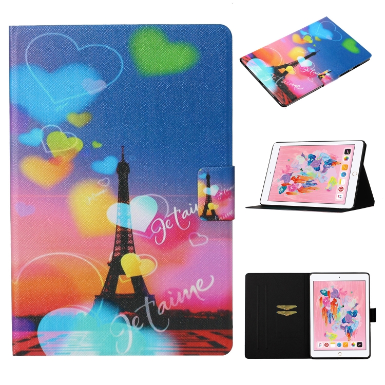 

For iPad 10.2 Coloured Drawing Pattern Horizontal Flip Leather Case with Holder & Card Slot & Sleep / Wake-up Function(Romantic Tower)