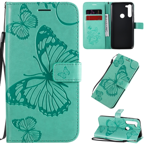 

For Motorola Moto G8 Power 3D Butterflies Embossing Pattern Horizontal Flip Leather Case with Holder & Card Slot & Wallet & Lanyard(Green)