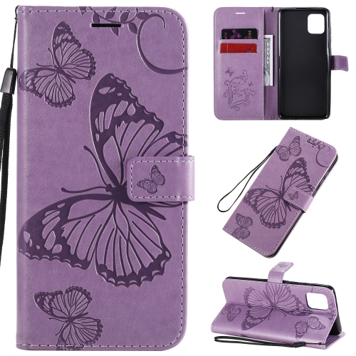 

For Galaxy A81 / M60s / Note10 Lite 3D Butterflies Embossing Pattern Horizontal Flip Leather Case with Holder & Card Slot & Wallet & Lanyard(Purple)