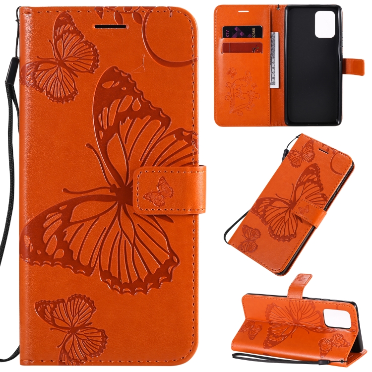 

For Galaxy A91 / M80s / S10 Lite 3D Butterflies Embossing Pattern Horizontal Flip Leather Case with Holder & Card Slot & Wallet & Lanyard(Orange)
