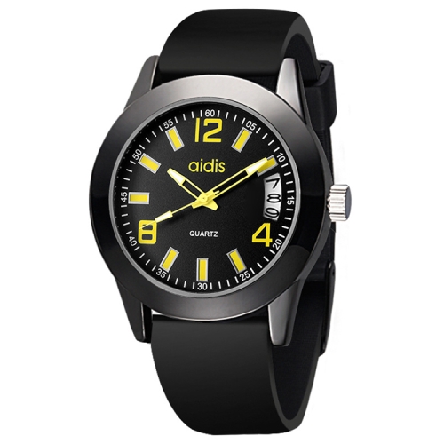 

addies MY-1601 Regular Version Silicone Watchstrap Quartz Watch, Support Calendar, Szie:S(Yellow)