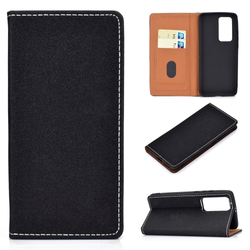 

For Huawei P40 Solid Color Frosted Magnetic Horizontal Flip Leather Case with Card Slots & Holder(Black)