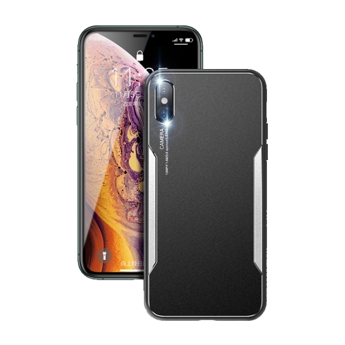 

Blade Series TPU Frame + Titanium Alloy Sand Blasting Technology Backplane + Color Aluminum Alloy Decorative Edge Mobile Phone Protective Shell(Black + Silver)