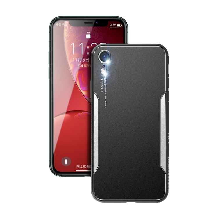 

Blade Series TPU Frame + Titanium Alloy Sand Blasting Technology Backplane + Color Aluminum Alloy Decorative Edge Mobile Phone Protective Shell(Black + Silver)