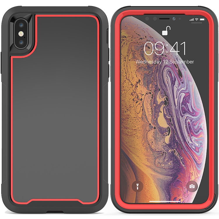 

For iPhone XS / X Frame Series TPU + PC Dust-proof Scratch-proof Drop-proof Protective Case(Red)