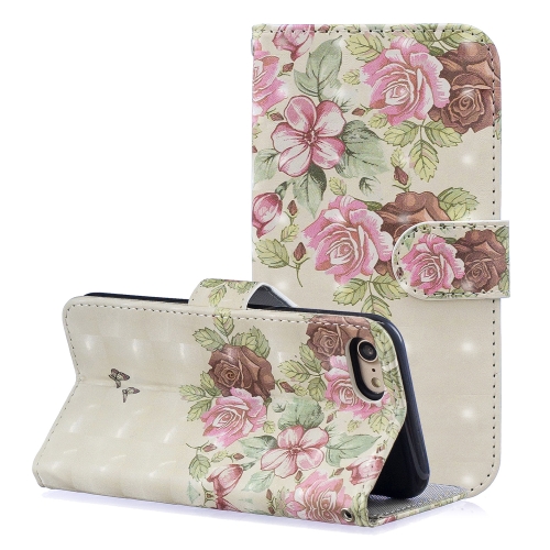 

For iPhone SE 2020 3D Painting Pattern Coloured Drawing Horizontal Flip PU Leather Case with Holder & Card Slots & Wallet(Butterflies and Flowers)