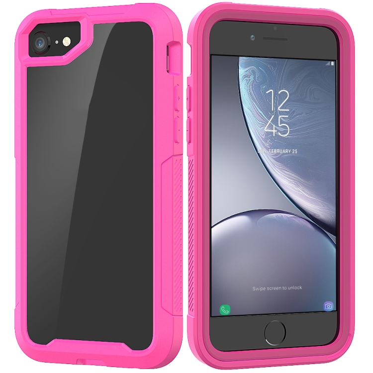 

For iPhone SE 2020 & 8 & 7 Transparent Series Frame TPU + PC Dust-proof Scratch-proof Drop-proof Protective Case(Rose Red)