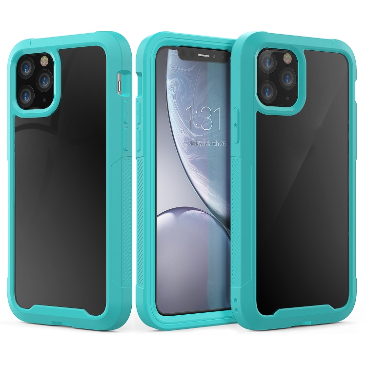 

For iPhone 11 Pro Max Transparent Series Frame TPU + PC Dust-proof Scratch-proof Drop-proof Protective Case(Light Blue)