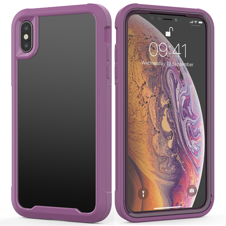 

For iPhone XS / X Transparent Series Frame TPU + PC Dust-proof Scratch-proof Drop-proof Protective Case(Dark Red)