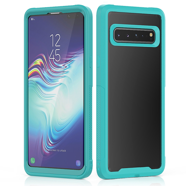 

For Galaxy S10 5G Transparent Series Frame TPU + PC Dust-proof Scratch-proof Drop-proof Protective Case(Light Blue)