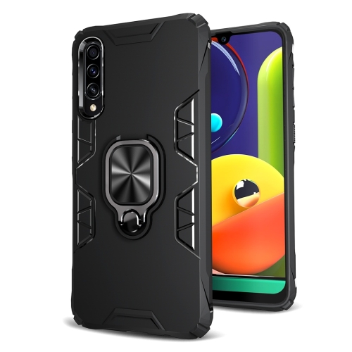 

For Galaxy A50 Shockproof TPU Full Coverage Protective Case with 360 Degree Rotating Ring Holder(Black)