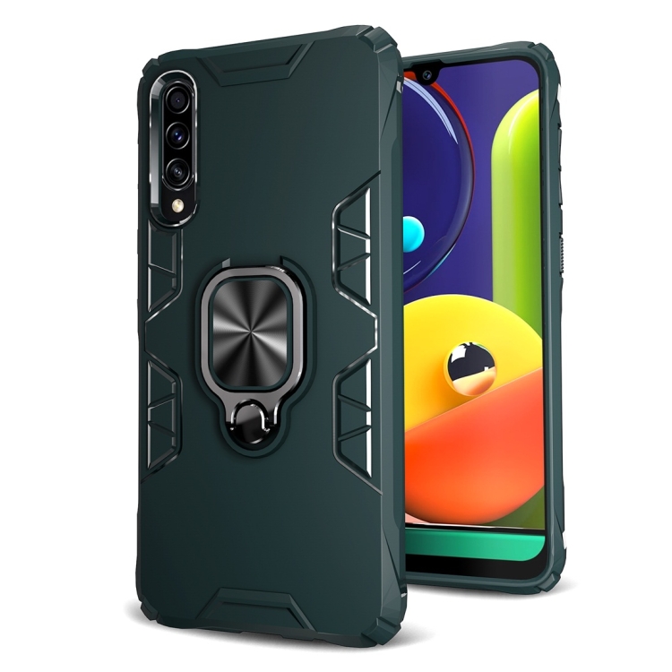 

For Galaxy A50 Shockproof TPU Full Coverage Protective Case with 360 Degree Rotating Ring Holder(Green)