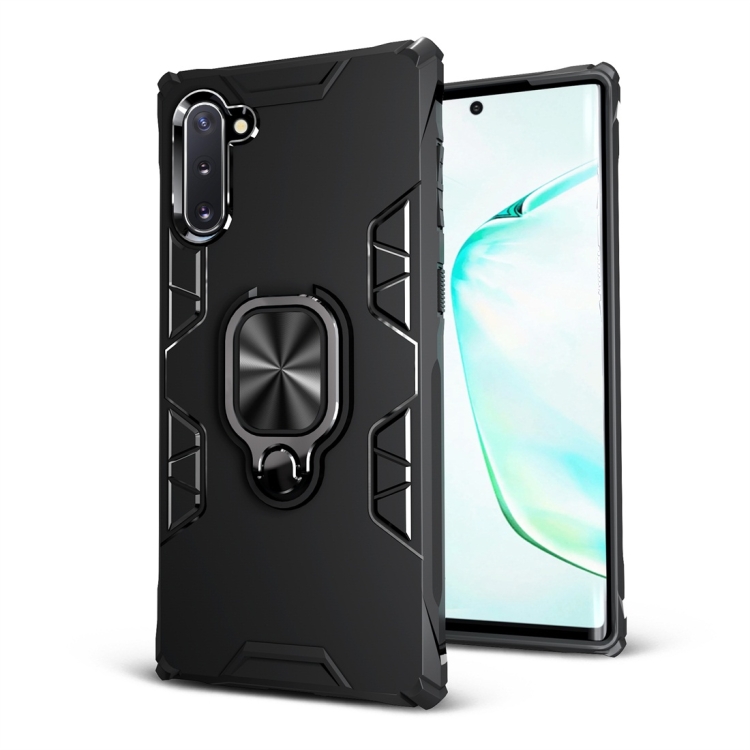 

For Galaxy Note 10 Shockproof TPU Full Coverage Protective Case with 360 Degree Rotating Ring Holder(Black)