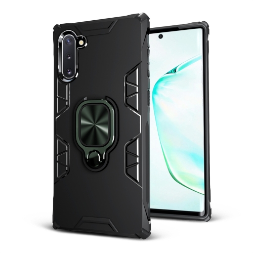 

For Galaxy Note 10+ Shockproof TPU Full Coverage Protective Case with 360 Degree Rotating Ring Holder(Black + Green)