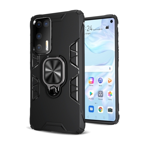 

For Huawei P40 Shockproof TPU Full Coverage Protective Case with 360 Degree Rotating Ring Holder(Black)