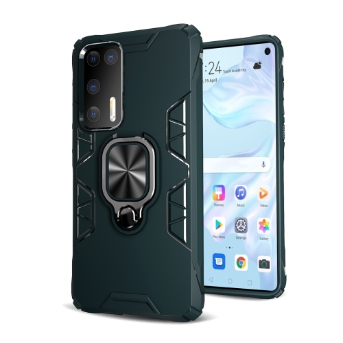 

For Huawei P40 Shockproof TPU Full Coverage Protective Case with 360 Degree Rotating Ring Holder(Green)