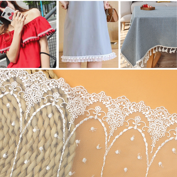 

20 Yards Lace Ribbon Tape 21cm Lace Trim DIY Embroidered For Sewing Decoration Lace Fabric(White)