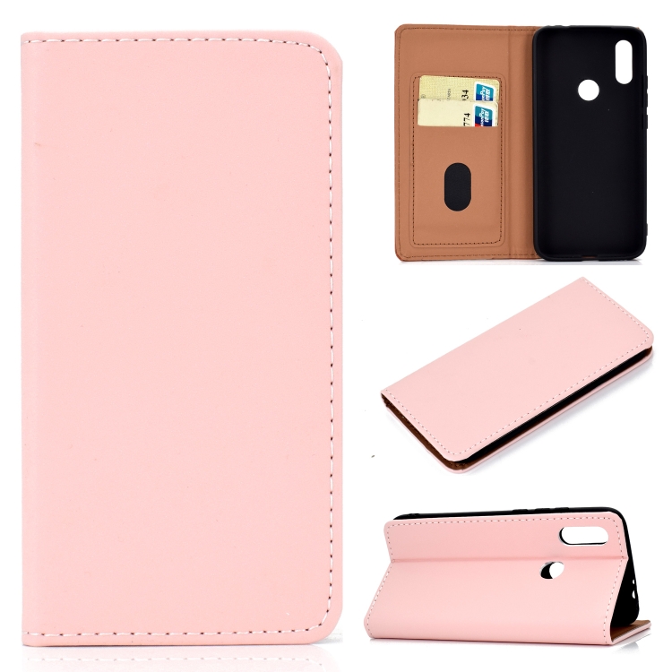 

For Xiaomi Redmi 7 Solid Color Frosted Magnetic Horizontal Flip Leather Case with Card Slots & Holder(Pink)